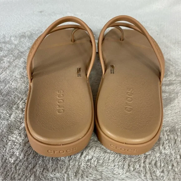 Crocs Miami Metallic Toe Loop Sandals Womens Size 10 Beige Strappy NEW - Picture 7 of 10